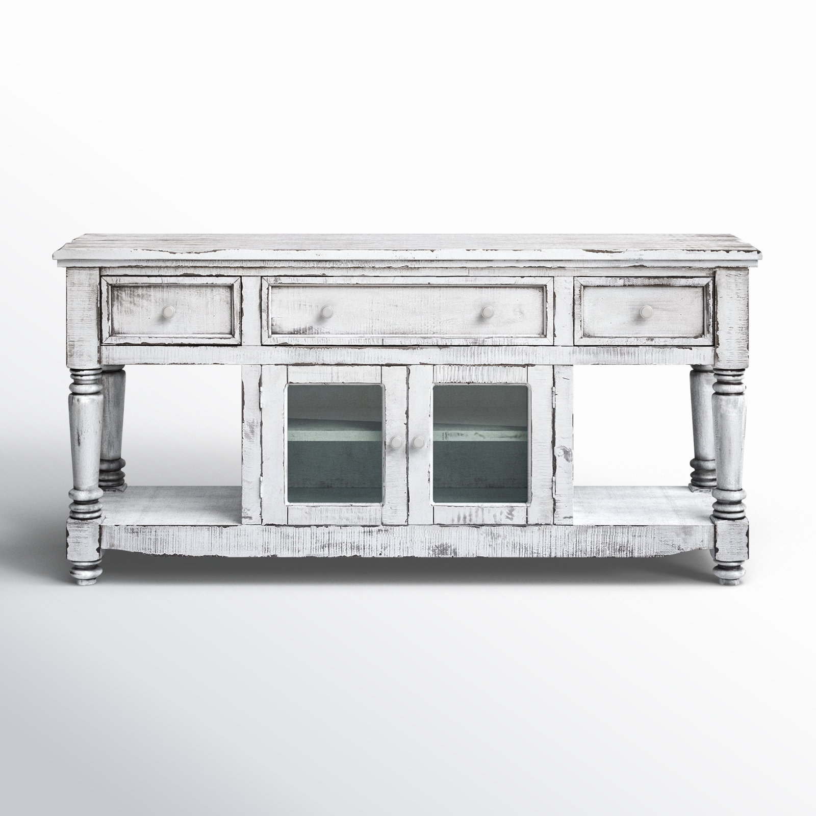 Selene Solid Wood TV Stand Birch Lane Color Full White